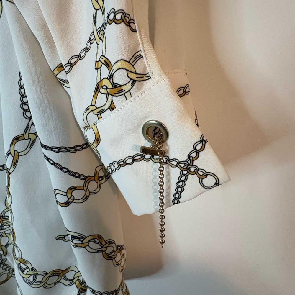 Chico's Chain Pattern Button Down Shirt - Cream A… - image 4